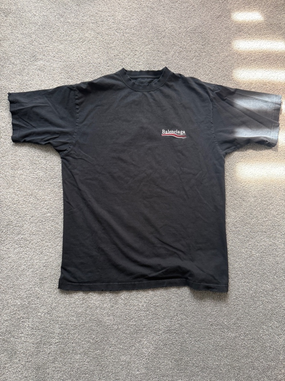 Balenciaga Navy blue Tee with Small White & Red Logo